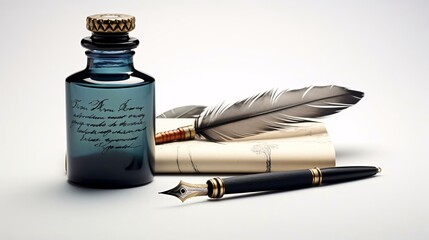 a pen and a bottle