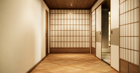 Empty wooden room ,Cleaning room interior, 3D rendering