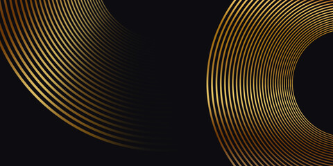 Luxury style wallpaper with line distortion, curved lines, gold. Modern wallpaper design circle for backdrop, website, business, technology, presentation