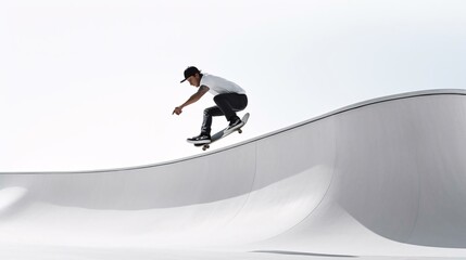 a man riding a skateboard on a ramp