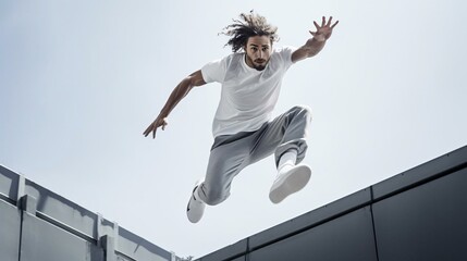 a man jumping in the air