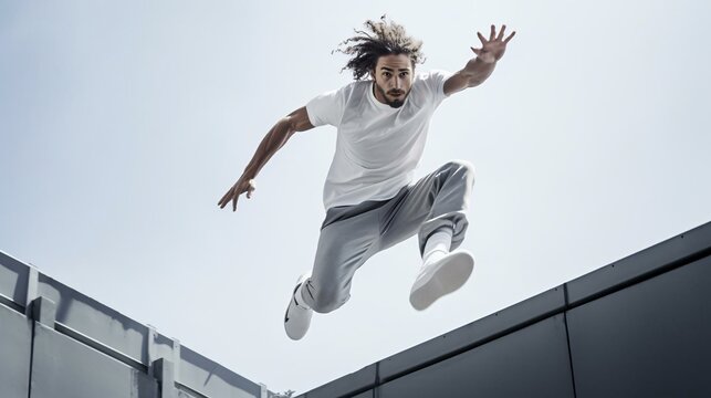 a man jumping in the air