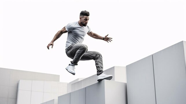 a man jumping in the air