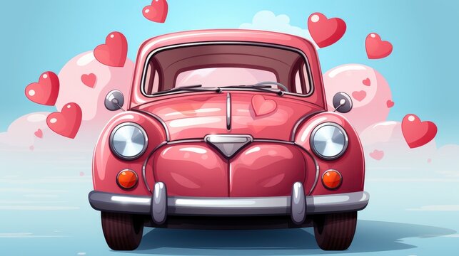 Drawn Sticker Doodle Hearts Car Couple, Background Image, Desktop Wallpaper Backgrounds, HD