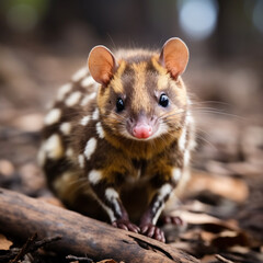 Slender svelte Spotted-tailed Quoll with distinctive white spots. generative ai