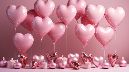 Garland Heartshaped Balloon Valentines Day, Background Image, Desktop Wallpaper Backgrounds, HD