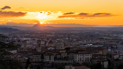 Bergamo, Italy. One of the beautiful city in Italy. Morning landscape at the old town from Saint...