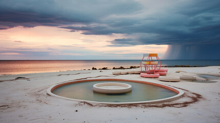 Naklejka premium Playground on the Beach. Generative Ai