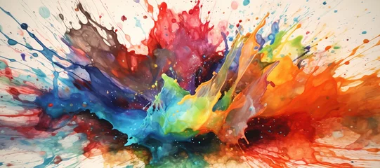 Foto op Plexiglas colorful watercolor ink splashes, paint 7 © Nindya