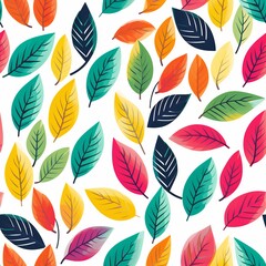 Fototapeta premium Colorful Cartoon Leaf Contours with Geometric Abstract Floral Pattern