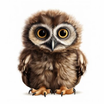 Cute little owl isolated on white background