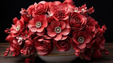 Ranunkulyus Bouquet Red Flowers On Wooden, Background Image, Desktop Wallpaper Backgrounds, HD