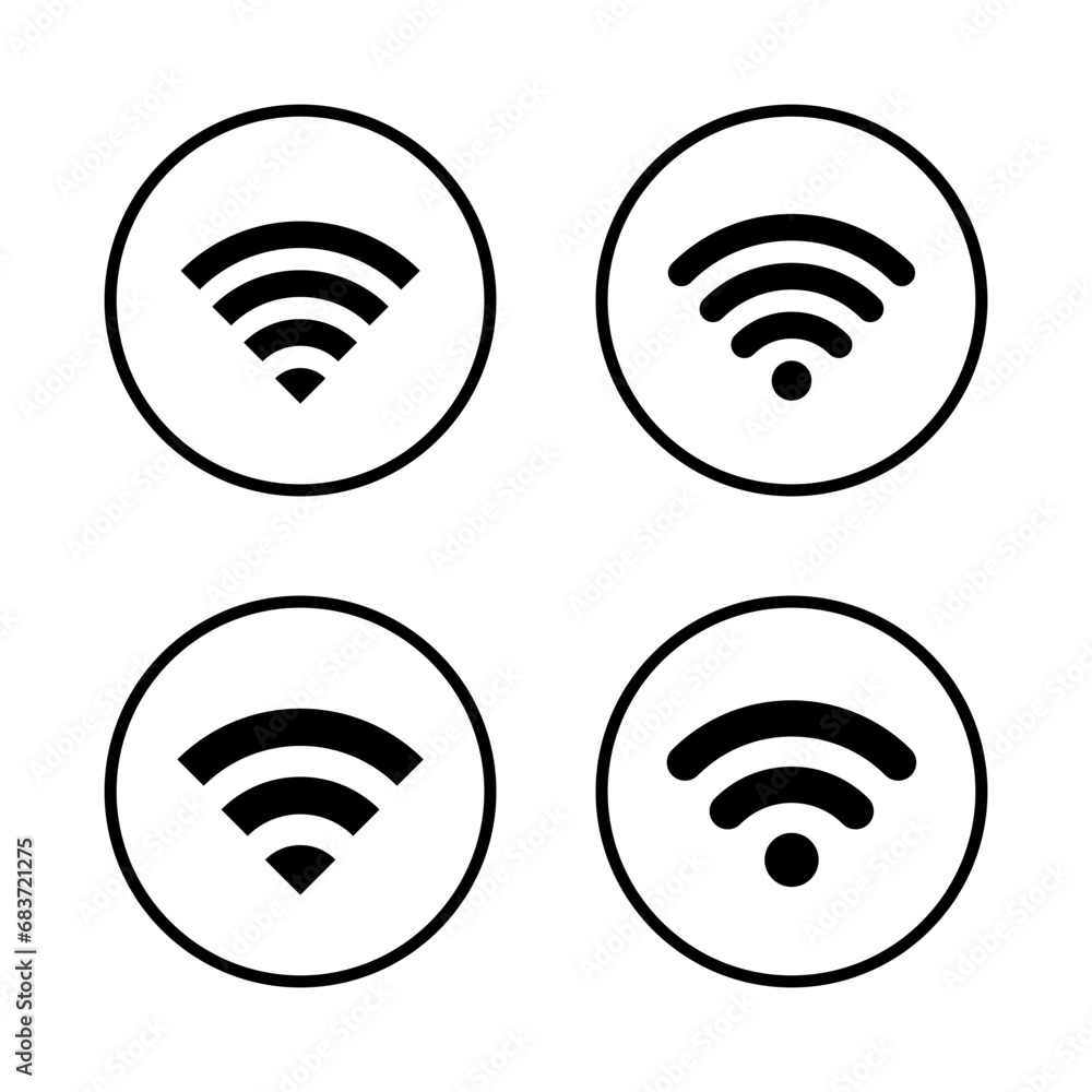 Poster wifi, wireless network icon vector in circle line