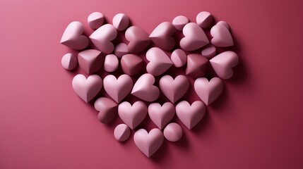 Fototapeta premium Red Heart Paper On Pink Background, Background Image, Desktop Wallpaper Backgrounds, HD