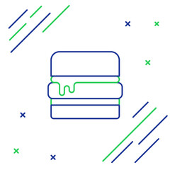 Line Burger icon isolated on white background. Hamburger icon. Cheeseburger sandwich sign. Fast food menu. Colorful outline concept. Vector