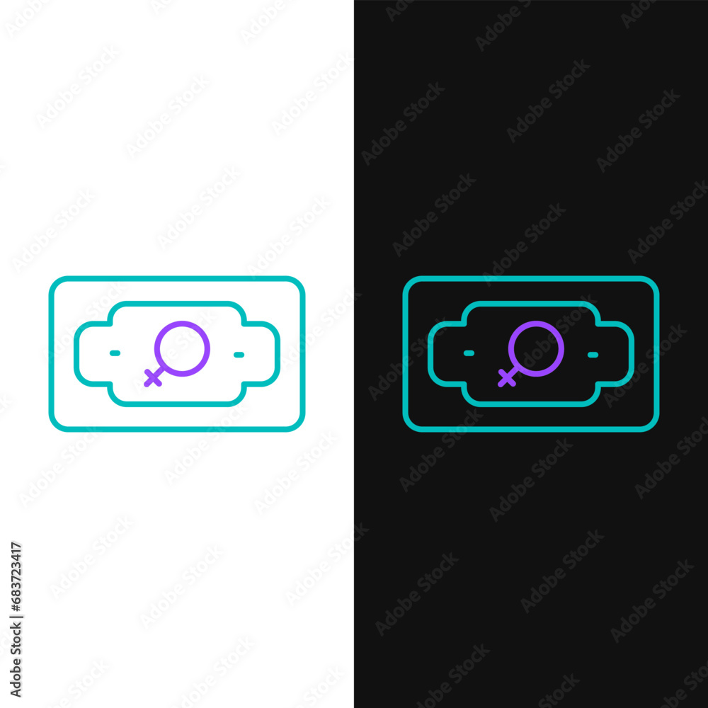 Poster Line Money growth woman icon isolated on white and black background. Income concept. Business growth. Investing, savings and managing money concept. Colorful outline concept. Vector