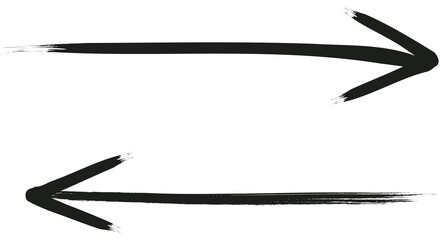 two-way arrow in stroke, arrow in both directions Ink brush stroke element