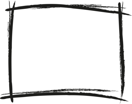 a rectangular frame is drawn with brush strokes in ink