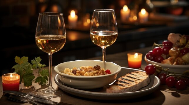 Romantic Dinner Setting Red Wine Glasses, Background Image, Desktop Wallpaper Backgrounds, HD