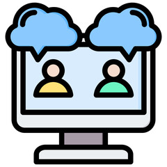 Group Chat Outline Color Icon