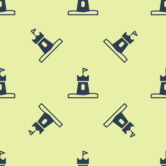 Blue Sand tower icon isolated seamless pattern on yellow background. Vector