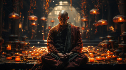 Monk meditating.