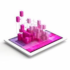 tablet_screen_with_magenta_boxes_emerging_from_the