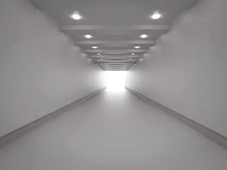 Empty tunnel or walkway hall space interior