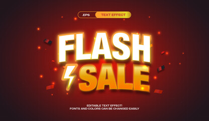 Flash Sale Red and Yellow Text Effect EPS format editable text template