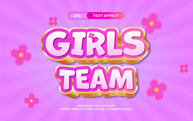 Girls Team Text Effect EPS format editable text template