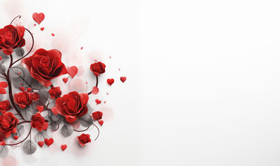 Valentine's day elements on white background illustration with copy space