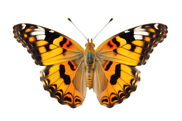 Naklejka premium Beautiful butterfly in full body close-up portrait, flying butterfly med transparent background 