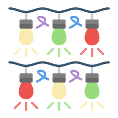 New Year Lights Flat Multicolor Icon