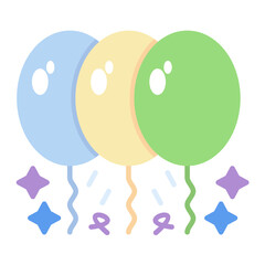New Year Balloons Flat Multicolor Icon