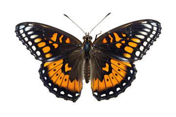 Fototapeta na wymiar Beautiful butterfly in full body close-up portrait, flying butterfly med transparent background 