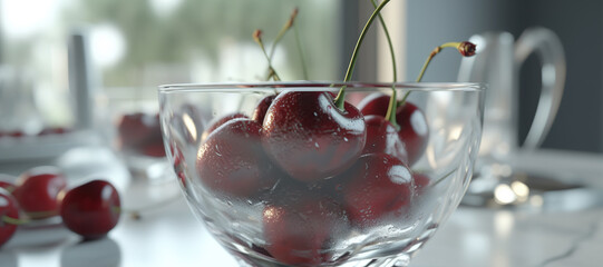 pile of fresh cherries in a glass 2