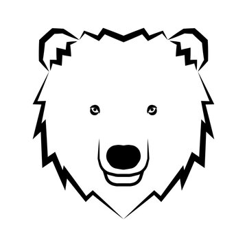 Bear head logo. Wildlife face icon. Heraldry and royal symbol. Vector illustration image.