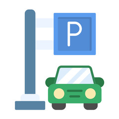 Parking Area Flat Multicolor Icon