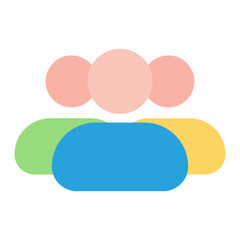 Three User Flat Multicolor Icon