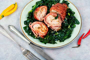 Chicken fillet roll with spinach