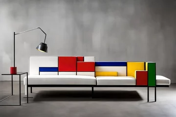 Foto auf Acrylglas Highlight the artistic essence of a De Stijl sofa with primary colors and geometric forms.  © Imtisal
