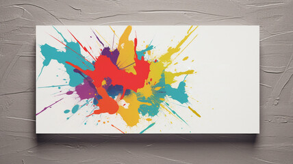White business card with color splashes.