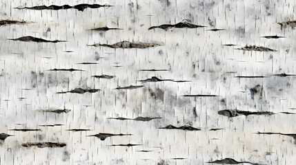 Seamless silver birch bark texture with white and black markings