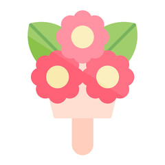 Flower Bouquet Flat Multicolor Icon