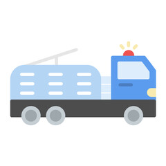 Ladder Truck Flat Multicolor Icon