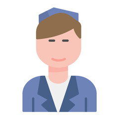 Air Hostess Flat Multicolor Icon