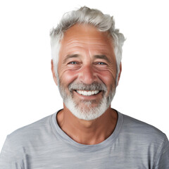 Obraz premium Close-up portrait of a senior man smiling and happy isolated on transparent background