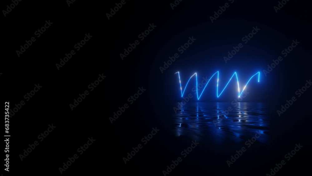 Poster drawing doodles with neon. neon design 4k video with various neon elements and a reflecting floor. l