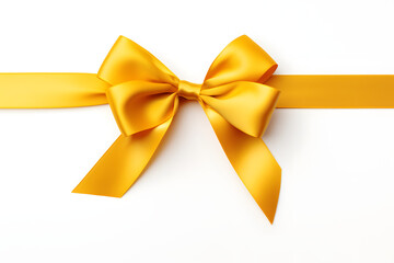 
A minimalist yet elegant image featuring a simple yellow bow, perfectly tied, set against a pristine white background