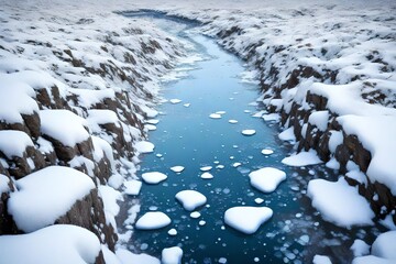 The snow salt or ice melt dissolved icy pathways. 